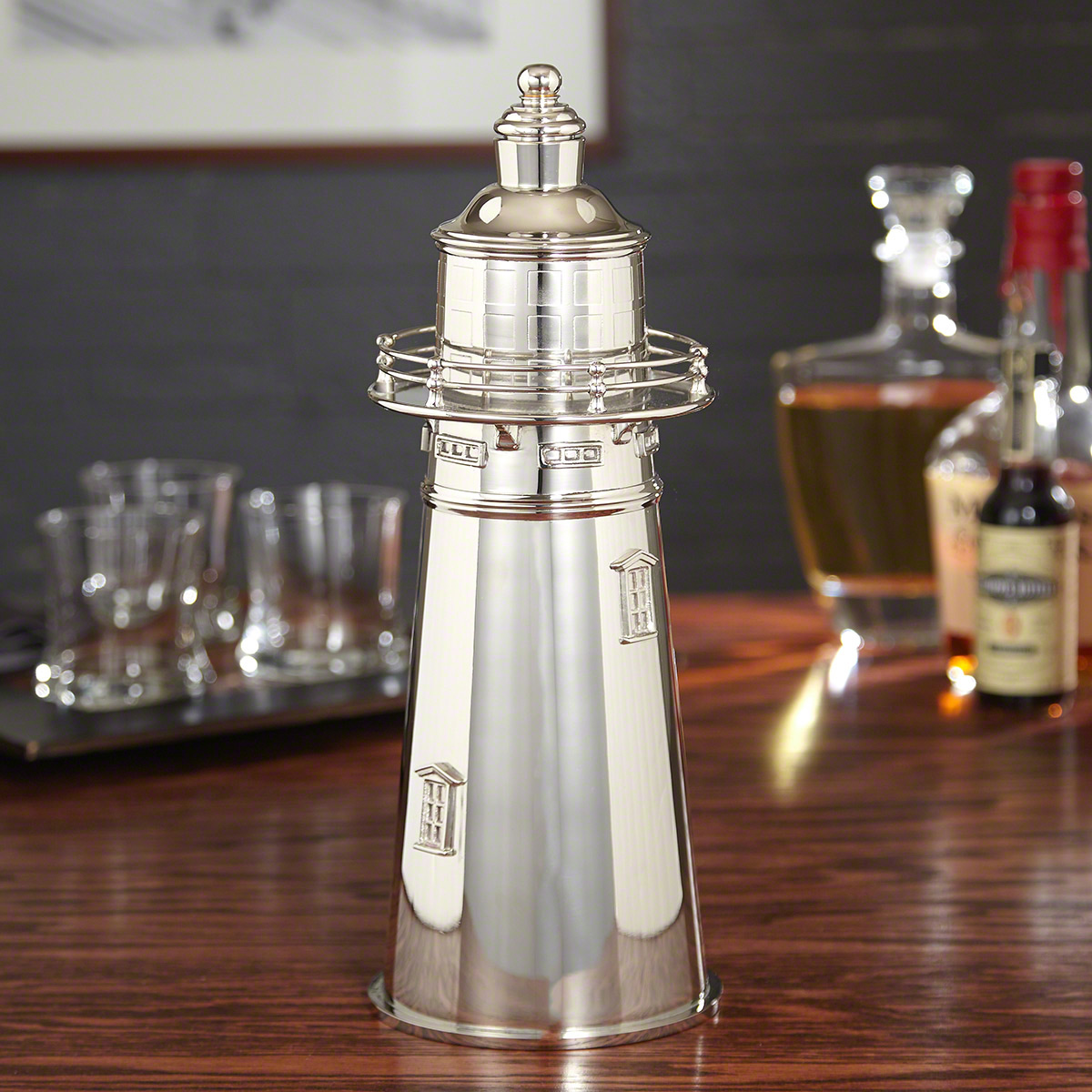 Silver-Plated Lighthouse Cocktail Shaker - The Green Head
