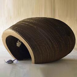 Cardboard Cat Cocoon Made From Laser-Cut Cardboard