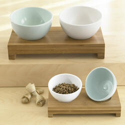 Modern Pet Bowls + Bamboo Stands