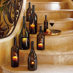 Wine Bottle Hurricane Candle Holders