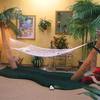 Palm Tree Hammock Stand with Cooling Mist Sprayers & Coconuts!