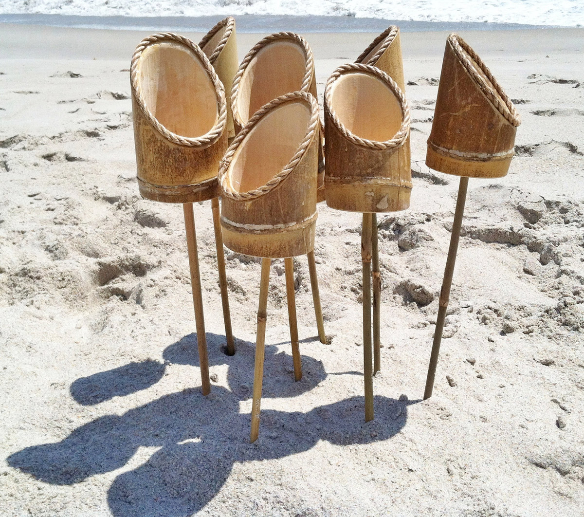 Bamboo Drink Holder Stakes For The Beach Or Lawn