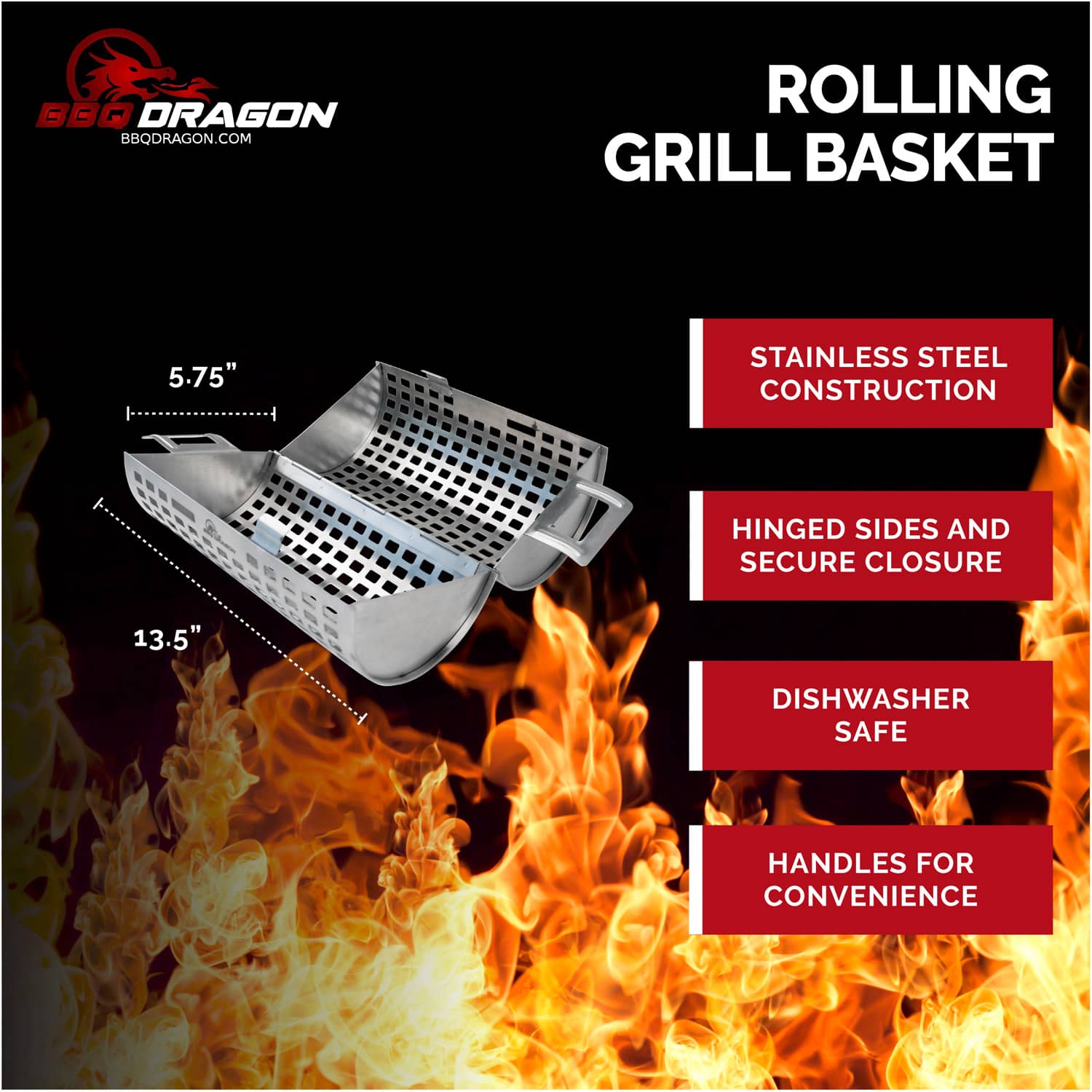 Bbq Dragon Rolling Grill Basket The Green Head