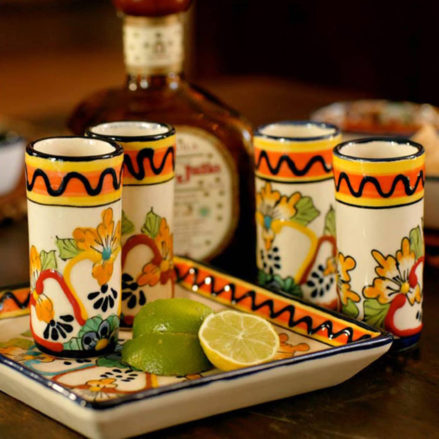 Talavera Hand Painted Tequila Shot Glasses Tequilero game