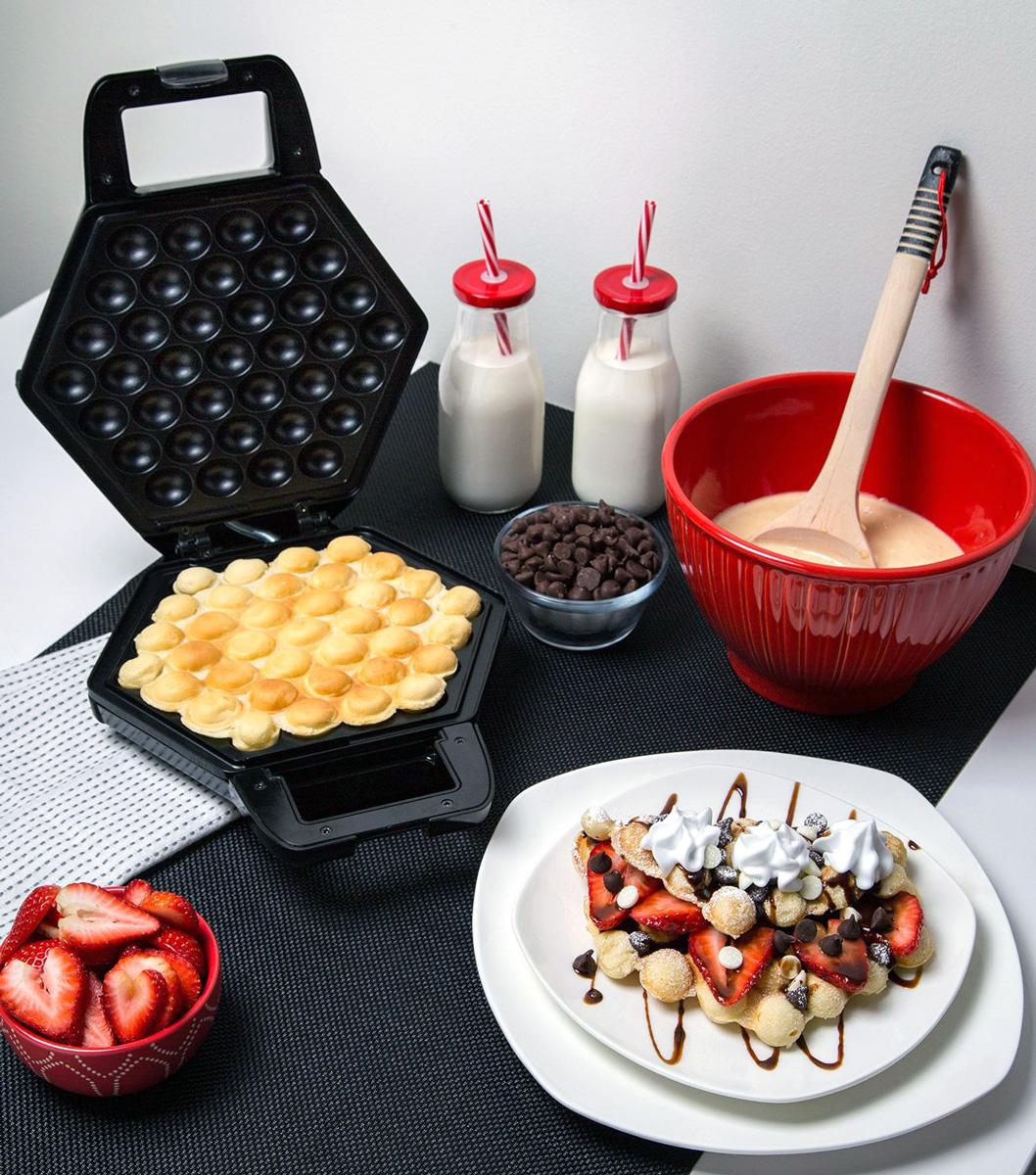 Muffin Egg Hong Kong Style Cake Eggettes and Belgian Bubble Waffles SIERINO Bubble Puffle Waffle Maker Professional Rotated Nonstick Eggettes Waffle Baker Grill/Oven for Puff