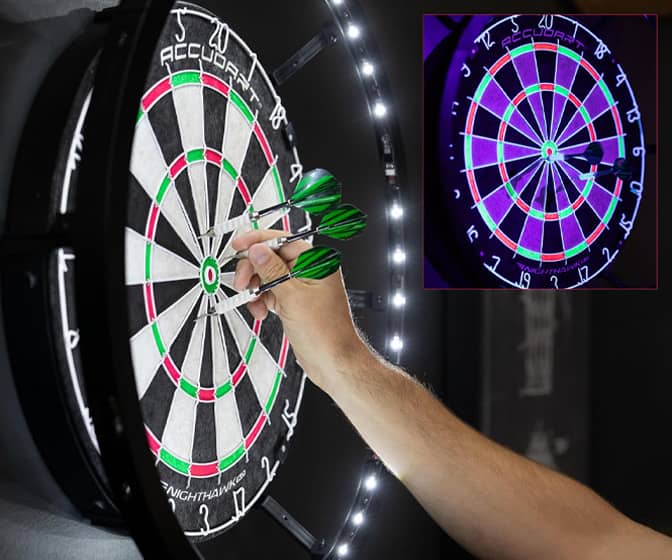 Accudart Nighthawk Dartboard - No Shadow White LEDs / Blacklight