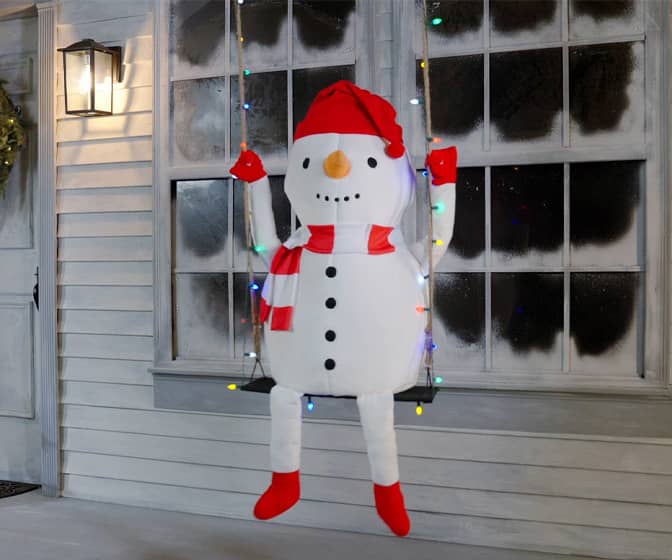 Animatronic Swinging Snowman Decoration