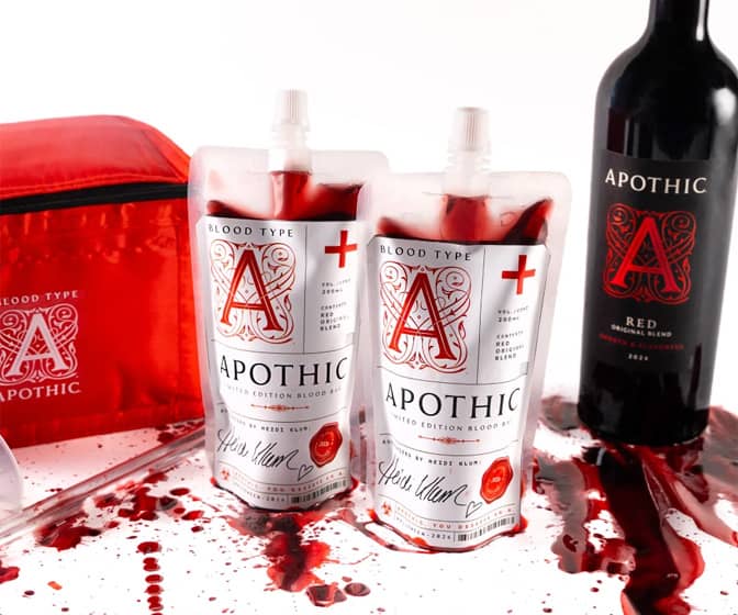 Apothic x Heidi Klum Type 'A' Blood Transfusion Bags That Hold Wine