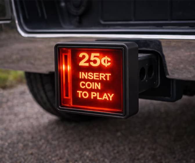 Arcade 25Β’ INSERT COIN TO PLAY Illuminated Trailer Hitch Cover
