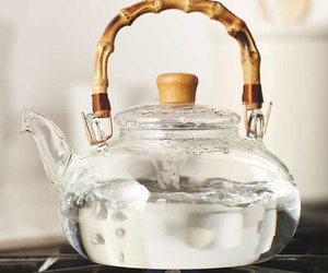 Buddha Belly Glass and Bamboo Tea Kettle