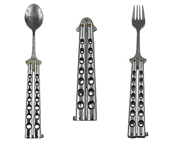 Butterfly Knife Styled Spoon and Fork