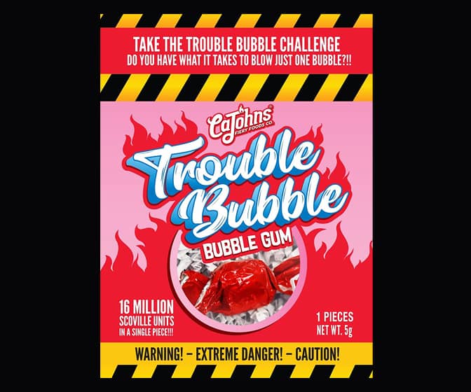 CaJohns Trouble Bubble Bubble Gum - 16 Million Scoville Heat Units!