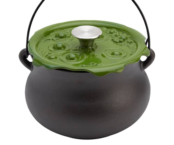 Cast Iron Black Cauldron Pot with Green Bubbling Lid