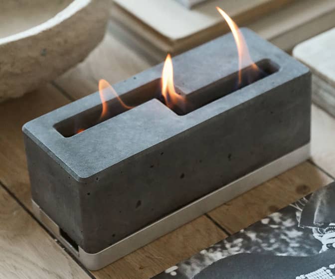 Cement Tabletop Fireplace - Fueled by Rubbing Alcohol