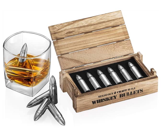 Soapstone Shooter Set With Rustic Ash Wood Serving Caddy