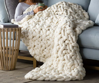 Chunky Knit Peruvian Wool Throw Blanket