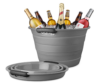 Double-Walled Stainless Steel Champagne Bucket and Stand