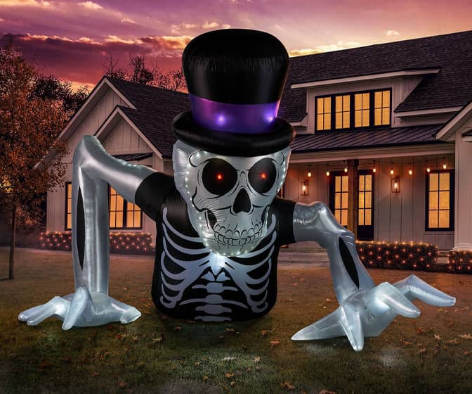 Colossal 15-Ft Inflatable Groundbreaker Skeleton with LED Light Show
