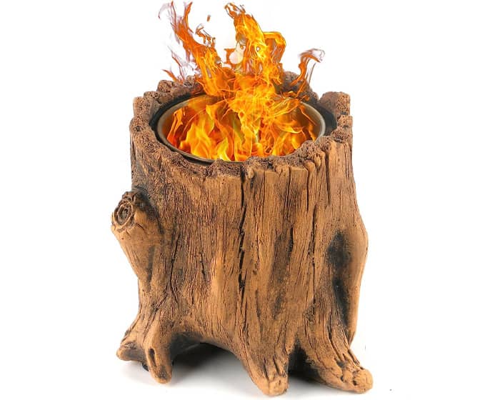 Concrete Tree Stump Tabletop Fire Pit