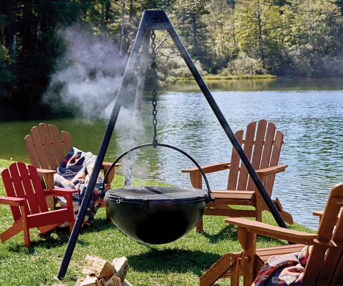 Cowboy Cauldron Ranch Boss - Giant Hanging Steel Fire Pit, Grill, and Cook Pot