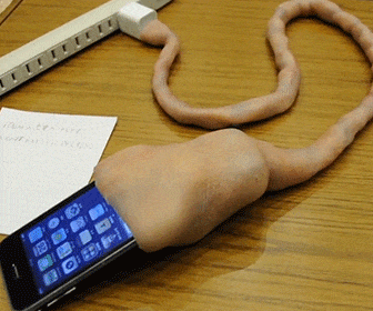 Creepy Undulating Umbilical Cord Phone Charger