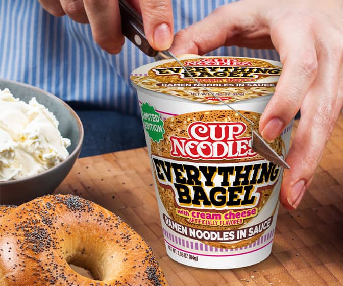 Cup Noodles Everything Bagel with Cream Cheese Ramen Noodles