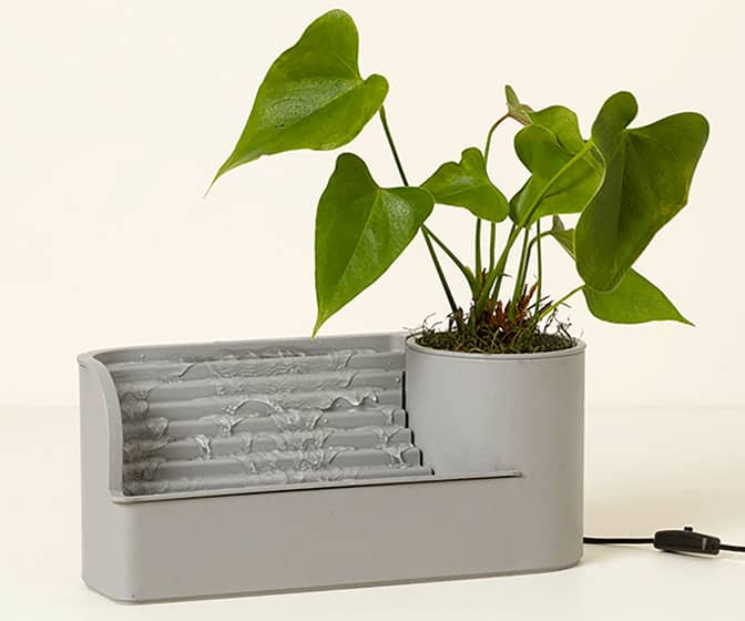 Desktop Waterfall Fountain With Side Planter / Pen Holder