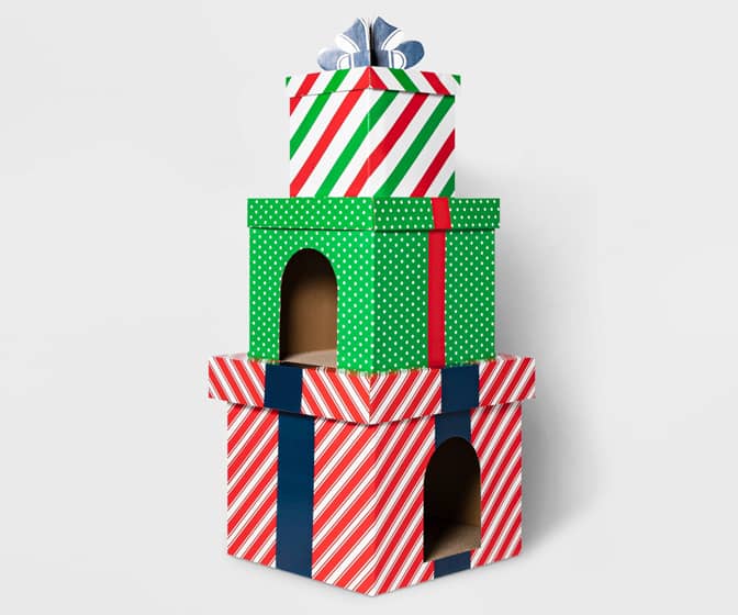 Double Decker Holiday Gift Box Cat Scratcher Tower