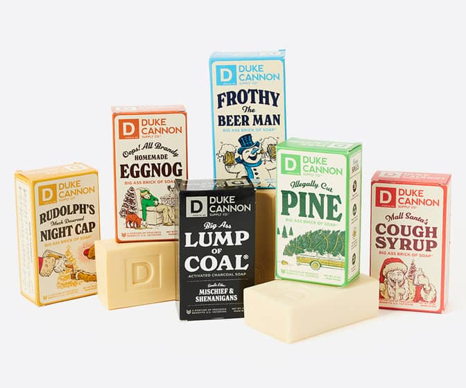 Duke Cannon Holiday Soaps - Illegally Cut Pine, Lump of Coal, and More