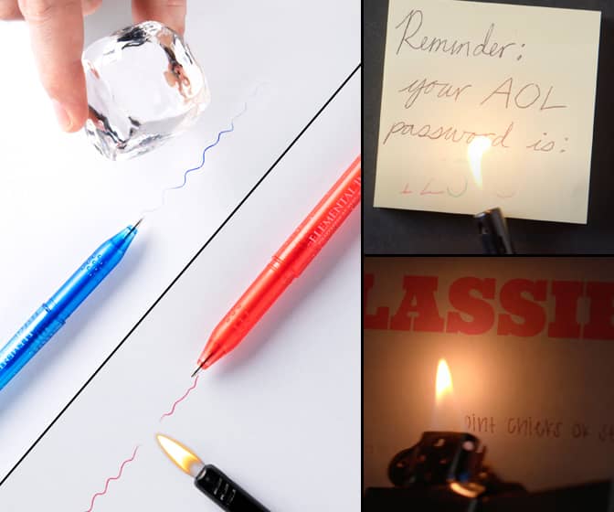 Elemental Ink Pens: Writings Disappear With Heat and Reappear With Cold