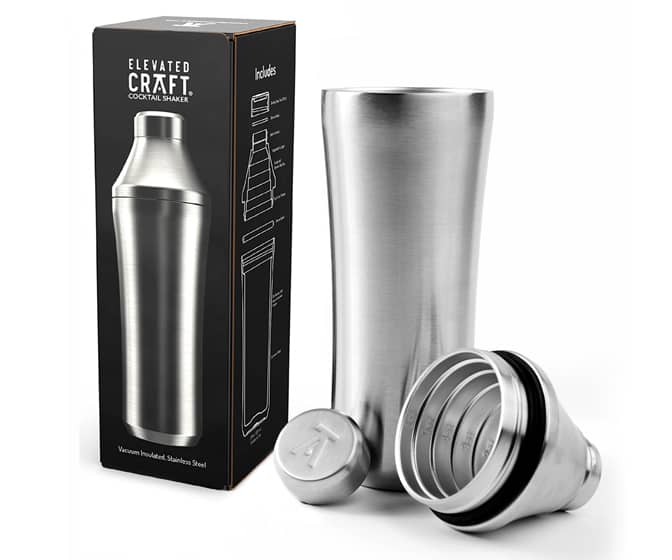 Elevated Craft Hybrid Cocktail Shaker - Built-In Jigger / Double-Wall Insulated