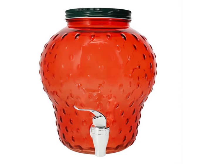 Giant Red Strawberry Glass Drink Dispenser