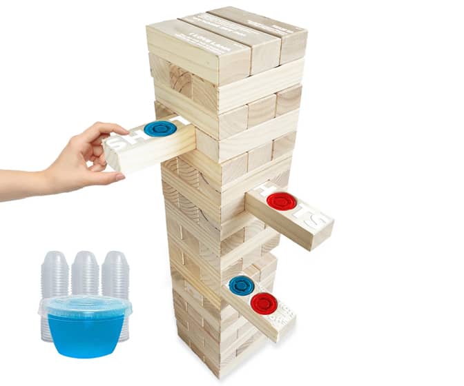 Giant Wooden Tumbling Tower Game With Hidden Gelatin Shots