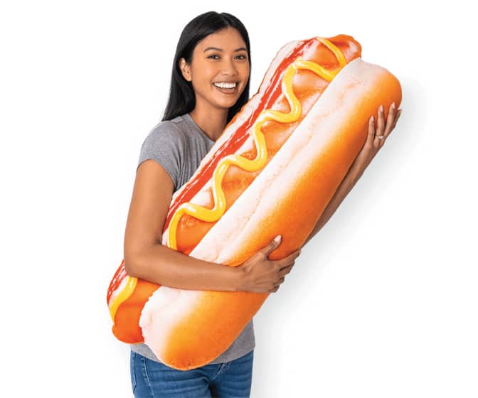 Gigantic 3D Hot Dog Throw Pillow