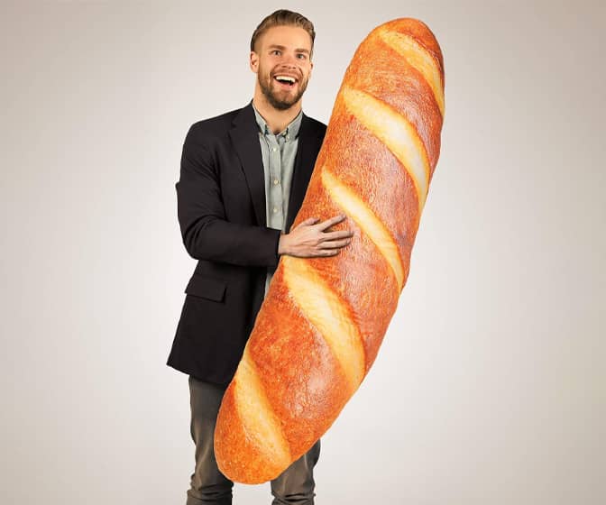 Gigantic French Baguette 3D Bread Pillow - 4-Ft Long!