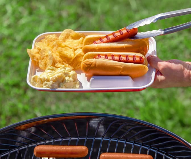 GoBig Red Party Hot Dog Plates with Dividers