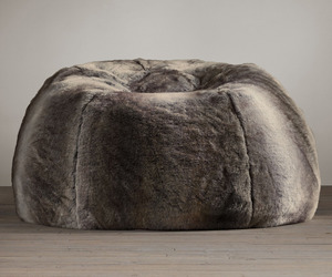 Grand Luxe Faux Wolf Fur Bean Bag Chair
