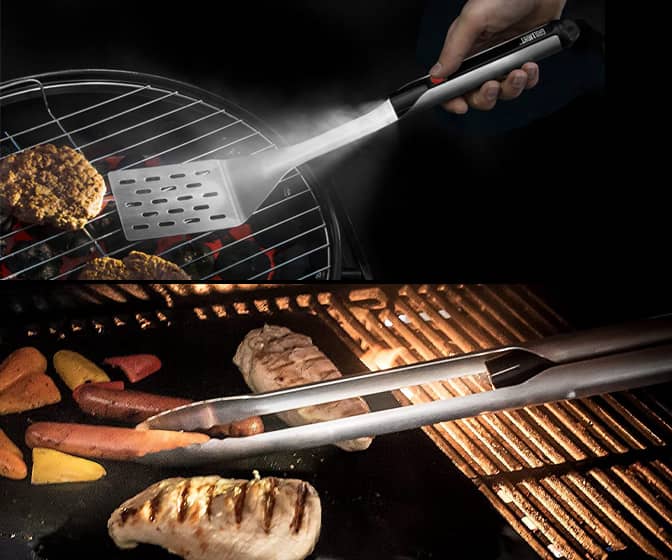 GRILLIGHT - LED Light Spatula and Tong BBQ Grilling Tools