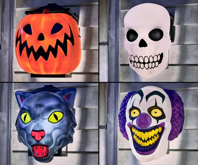Halloween Porch Light Cover Masks - Skull, Pumpkin, Clown, Black Cat