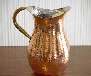 Hammered Copper Pitcher with Ice Guard