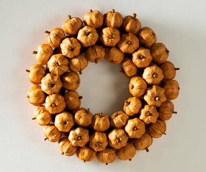 Hand-Woven Cornhusk Miniature Pumpkins Wreath