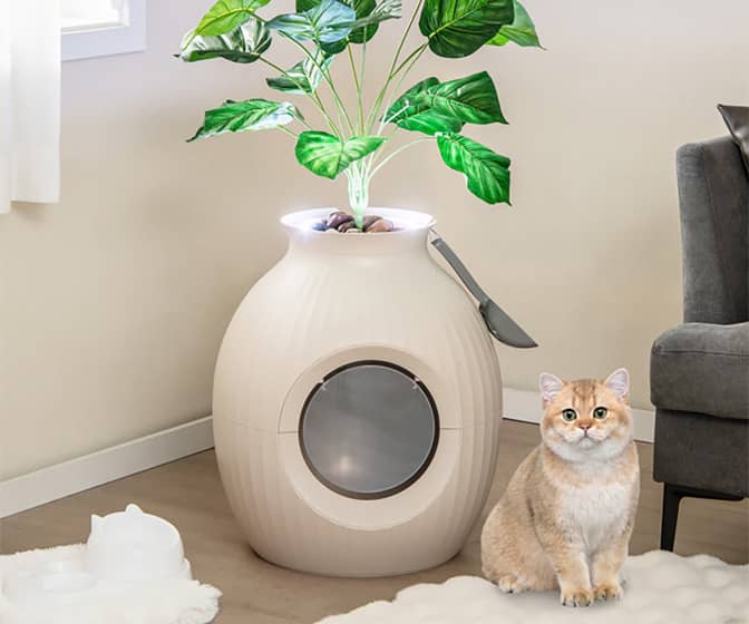 Hidden Litter Box Planter with Ion Deodorization and Ambient Lighting