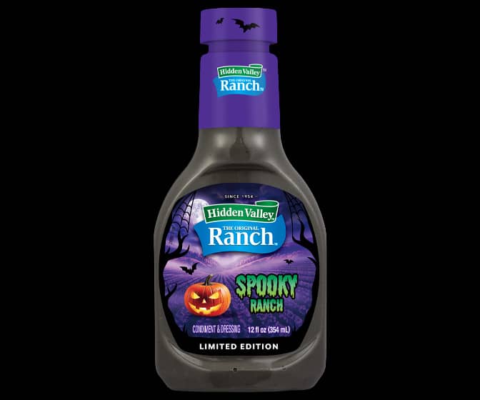 Hidden Valley Spooky Black Ranch Dressing in a Glow-in-the-Dark Bottle