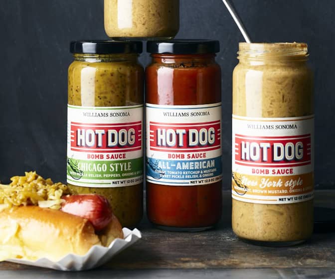 Hot Dog Bomb Sauces - All-in-One Toppings for Chicago, New York, or All-American Style
