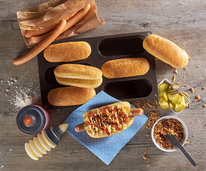 Hot Dog Buns Silicone Baking Pan