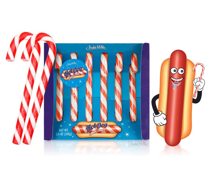 Hot Dog Candy Canes