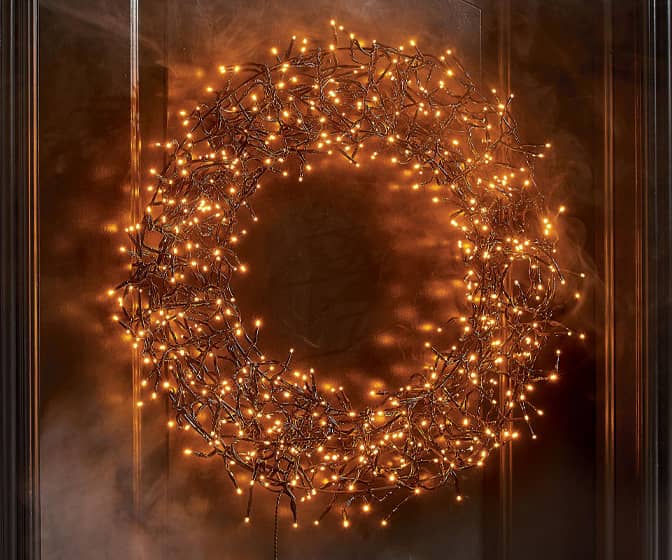 Illuminated Halloween Wreath - 600 Orange LEDs!