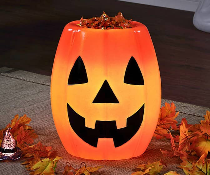 Illuminated Jack-O'-Lantern Blow Mold Halloween Candy Serving Bowl
