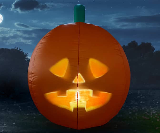 Inflatable Animated Face Jack-O'-Lantern With Built-In Projector