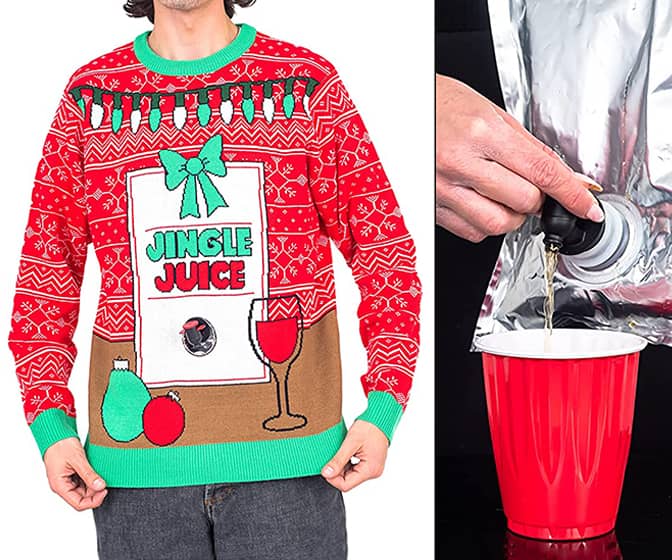 Jingle Juice Beverage Dispenser Ugly Christmas Sweater